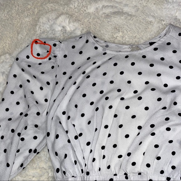 NWT AFRM Polka Dot Long Sleeve Cutout Smocked Mini Dress, Size Small - Picture 8 of 16